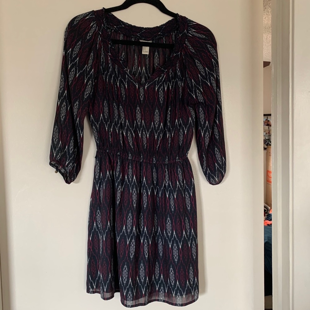 Navy Blue Tribal Print Dress